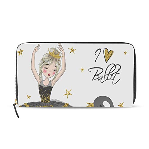 Portefeuille long en cuir cygne noir grand format zippé femme