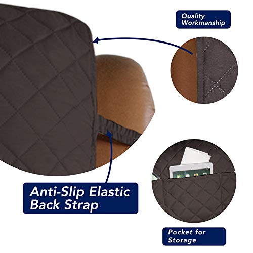 Image of PureFit Reversible Quilted Oversized Recliner Sofa Cover, Water Resistant Furniture Protector, Washable Couch Cover with Elastic Straps for Kids, Dogs, Pets (Large, Chocolate /Beige)