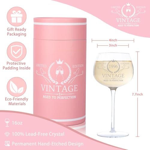 30TH Birthday Gifts for Women Her, Vintage 1996 Engraved 30th Wine Glass by Ithmahco - Used condition - Image 2