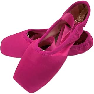 WENDYWU Ballet Dance Shoes Colorful Blue Red White Black Pink Pointe Shoes with Toe Pads (Rose,2)