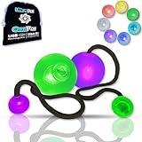 UltraPoi OrbPoi LED Poi Balls – USB Rechargeable Spinning Orb Flow w/ 30+ Color Modes – Glow Poi Balls w/LED Knob Handles & Soft Cases – LED Visual Poi for Rave Parties Festivals & Flow Arts