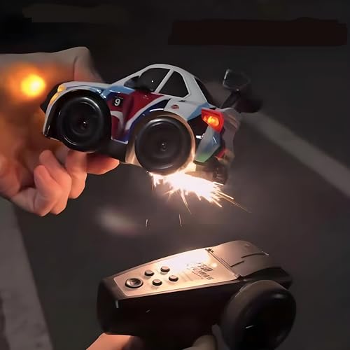 Image of Cable World High-Speed RC Drift Car with Spark Effect, Spark Drift Remote Control Racing Car for Kids & Adults, with LED Lights & Replaceable Drift Tyres, Mini Drift RC Car for Kids & Adults