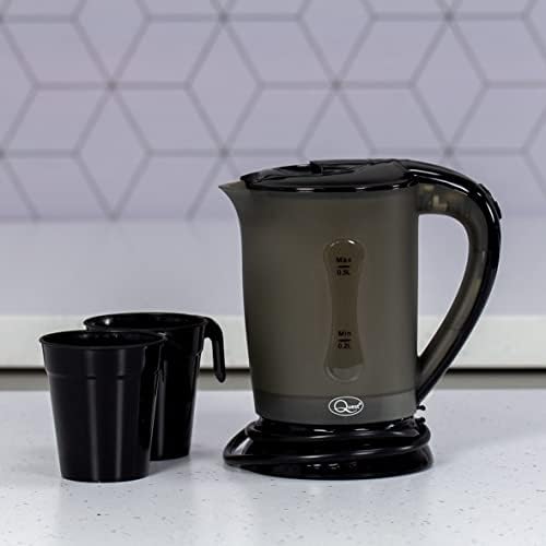 Quest 35690 Compact Travel Electric Kettle Dual Voltage, 0.5 litres, 600 Watt, Plastic, 17.5x17x8cm, Black