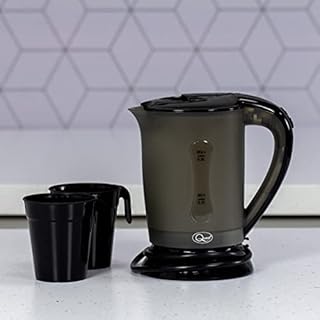 Quest 35690 Compact Travel Electric Kettle Dual Voltage, 0.5 litres, 600 Watt, Plastic, 17.5x17x8cm, Black