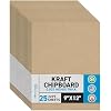 MagicWater Chipboard Sheet for DIY Projects - 9x12 Inch - 25 Pack - 22 pt - Heavy Duty Kraft 0.022 Inch Thick Paperboard, for Scrapbooking, Books, Picture Frame Backing, Arts Project & Crafts