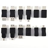 12 Stück Mehrere USB2.0 Adapter Micro/Stecker auf Buchse Konverter Stecker F/M Wechsler Adapter Konverter, Verbindungsprobleme Lösen, Abwärtskompatibel mit USB1.1/1.0