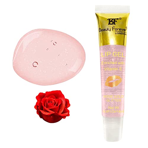 Beauty Forever Clear Moisturizing Lip Gel Tube, Enriched with Vitamin E, Lightweight, Plain & Glitter Finish, Shimmer Infused, Available in 11 Flavours, 18ml (Rose Gold Glitter) - Image 3