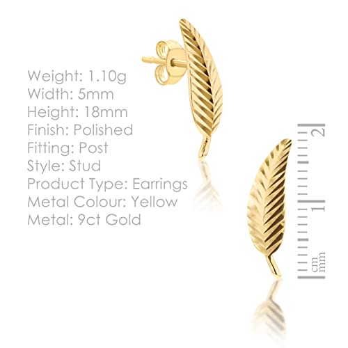 Boucles d'oreilles Carissima en or 9k taillées au diamant style feuille