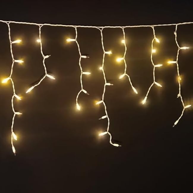 MULTI-SPARKING 80 LED Soft Twinke Icicle Lights Warm White Slow Twinkling Icicle String Lights for Indoor and Outdoor Wedding Party Holiday Christmas Decorations