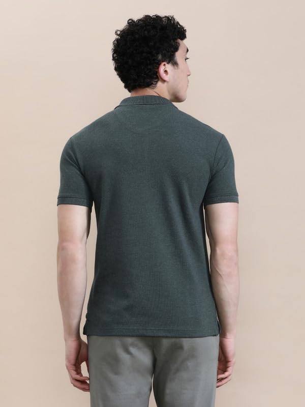 Image of CROCODILE Men's Solid Casual Wear T-Shirt | Polo Neck | Half Sleeves | Pull On | Regular
