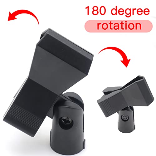 Cheerock 4Pcs Microphone Clips With 5/8 Inch Male To 3/8 Inch Mic Clip Adapter, Universal Mic Clip For Microphone Mount, 180° Front-To-Back Rotation Mic Holder Clamp For Mic Stand #TOP1