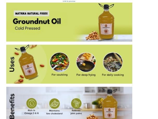 Image of Sarv Matrikaa Natural Pure Wood Pressed Groundnut Oil-5 Liter| 100% Natural, Peanut Oil for Cooking & Frying | Rich in Nutrients