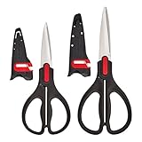 Farberware Purpose and Utility Shears with Edgekeeper Sheaths, Set of 2, 2 Piece Set, Black/Red