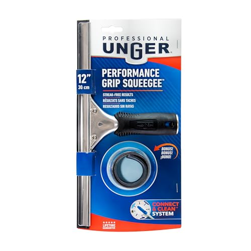 Unger Professional Connect and Clean 12” Performance Squeegee for Glass and Window Care with Replacement Rubber, Heavy Duty Cleaning Supplies with Streak-Free Results, Handheld Household Cleaner Tool by Unger - Image 7
