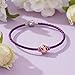 GNOCE Basic Bracelet with 2 Pieces of Stoppers Charm Bracelet for Teen Bride Women Jewelry Valentine's Day (Pink Purple, 17cm)