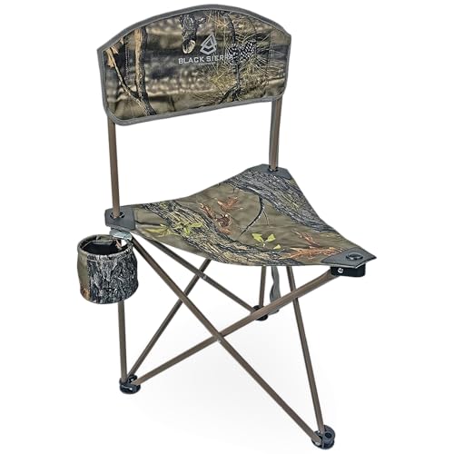 Black Sierra XL Tri-Lite Hunting Stool w/Backrest, Lightweight Portable Fishing