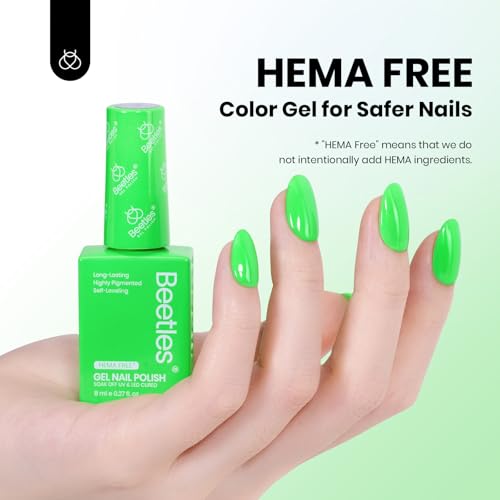 Image of Beetles Neon Green Gel Nail Polish - Hema Free UV LED Soak Off Green Gel Polish Long-Lasting Colorful Bottle Day Nails Art Manicure Salon DIY