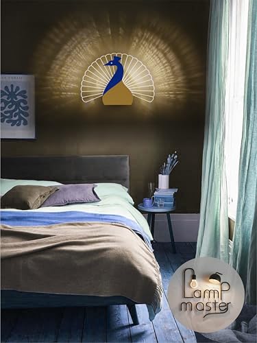 Image of Peacock Wall Light for Home Decor | LED Acrylic Decorative Wall Lamp | 3 in 1 Light for Bedroom, Living Room, Kids Room, Bathroom, Perfect for Gifts | 25 Cm