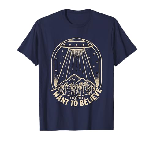 X-Files Iconic UFO I Want To Believe Distressed Silhouette T-Shirt