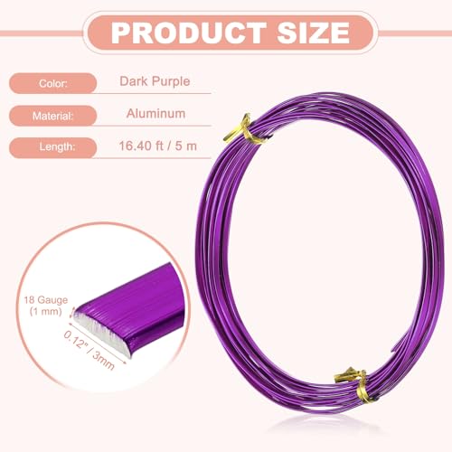 Image of uxcell 18 Gauge Flat Aluminum Wire, 16.40 ft 3mm Wide Aluminum Crafts Wire for Flower Bonsai Crafts Carving DIY Bezel Sculpting Gem Metal Wrap, Dark Purple