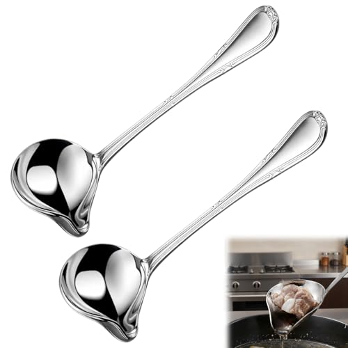 ikBrtaiay 2 Cuillères à Sauce en Acier Inoxydable, Petite Louche avec Bec Verseur 20 cm, Mini Louche Inox, pour Réunions Familiales et Cuisines...