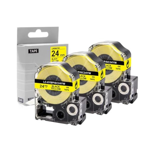 3PK 24mm ���n�ɉ��F�̃��x���e�[�v �v�����^�p�i LW-700 LW-900P LW-Z710 �ƌ݊������� ���i�ԍ� SC24YW LC6YBP