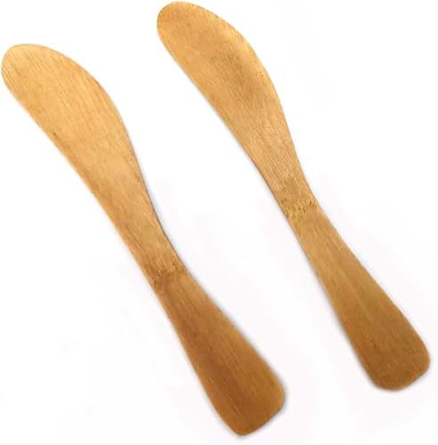 JapanBargain 3793, juego de 2 esparcidores de mantequilla de bambú, utensilios versátiles para untar mantequilla, mermelada y más