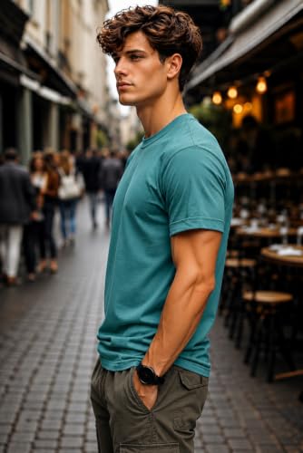 Image of INKKR Men's Solid Round Neck Half Sleeve Classic Cotton Bio-wash T-Shirt | Crew Neck Cotton Tshirt for Men
