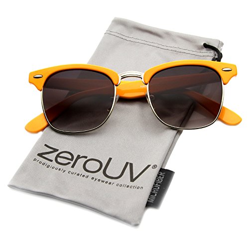 zeroUV Women's Premium Half Frame Horn Rimmed Sunglasses With Metal Rivets One-Size Color Series | Orange