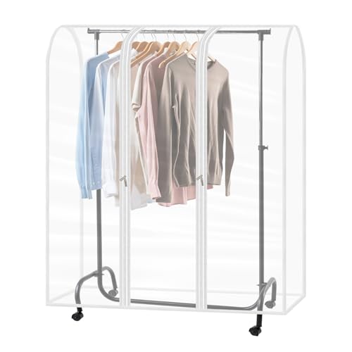 QWORK® Housse de portant avec fermeture éclair, 150 x 50 x 150 cm housse portant vetement...
