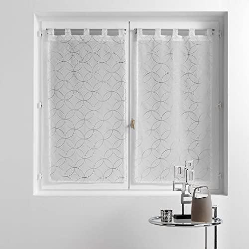 Douceur d'Intérieur Olympia - Par de visillos, con Trabillas, 2 x 60 x 160 cm, Bordados, Arena, Gris