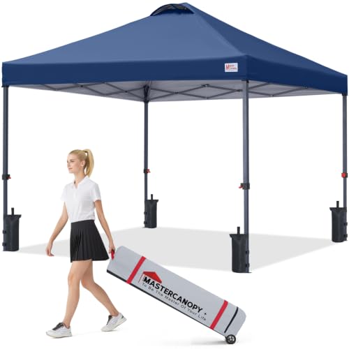 Image of MASTERCANOPY 8x8 Durable Pop Up Canopy Tent with Roller Bag, Navy Blue
