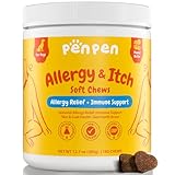 PENPENPET Dog Allergy Relief Chews, Dog Itching Skin Relief, Omega 3 for Dogs Itch Supplement, Relieve Seasonal Allergy, Provide Immune Support (Peanut Butter Chews, 180ct)