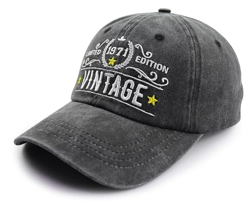 55th Birthday Gifts for Women Men, Turning 55 Years Old Birthday Decorations Baseball Cap, Adjustable Cotton Embroidered Vintage 1971 Limited Edition Hat Black