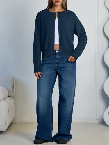 Image of Trendy Queen Cropped Cardigan Sweaters for Women Lightweight Y2k Fall Outfits Spring Fashion Clothes 2026