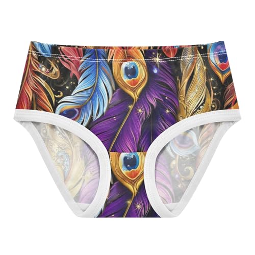 Cotton Girls Underwear Toddlers Vibrant Colorful Feather Purple Panties for Girl Funny Underpants Briefs 2t