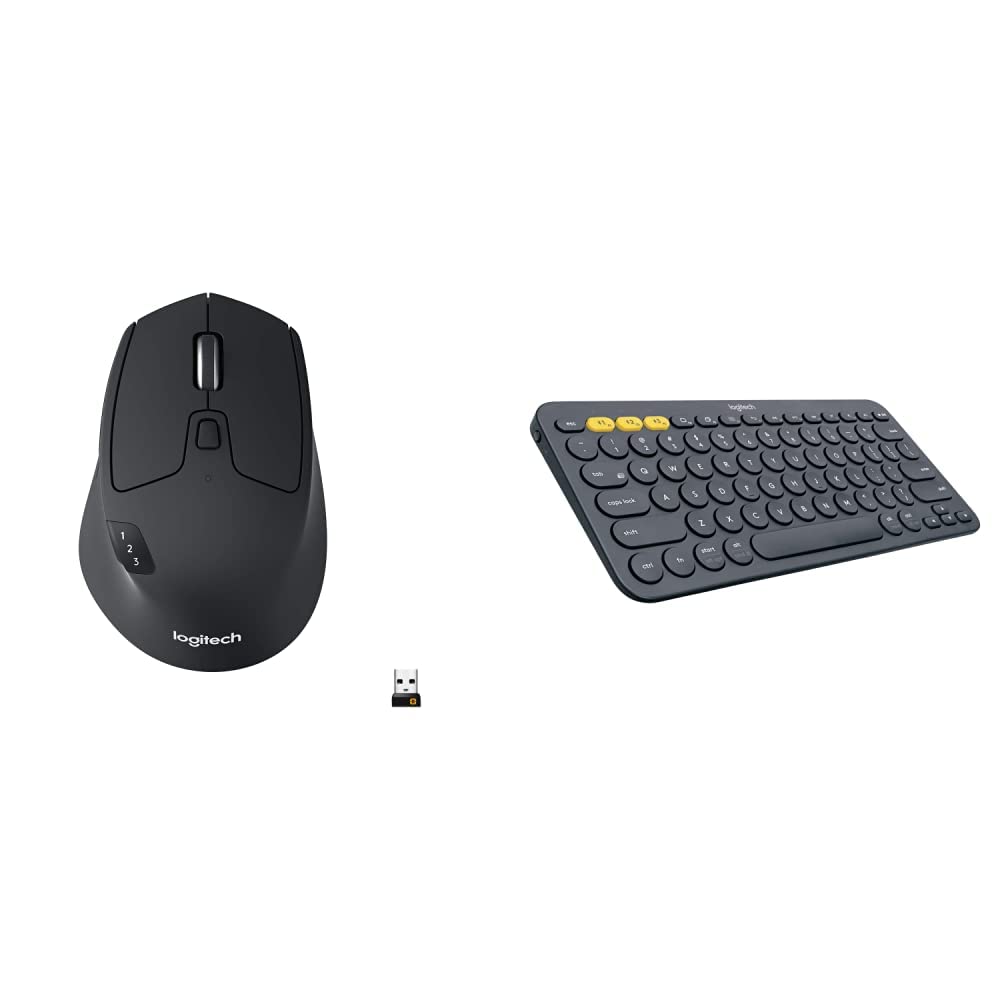 Logitech M720 Triathlon Multi-Device Wireless Mouse - Black & K380 Multi-Device Bluetooth Keyboard –