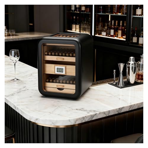 Humidor à cigares en cèdre et carbone pour bureau