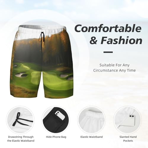 Men's Swim Trunks Quick Dry Board Shorts Forest Golf Course Beach Shorts with Pocket Bathing Suits for Men4