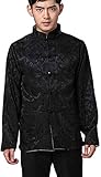 Blingland Chinese Traditional Uniform Top Kung Fu Shirt for Men Chinese Clothing Asia, Black+Grey, US L/Asia Tags XL