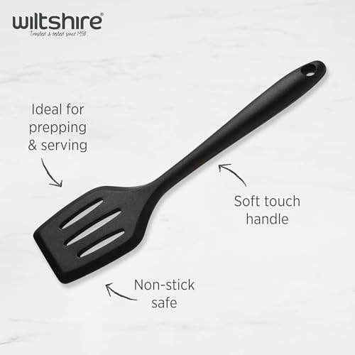 Wiltshire Mini Silicone Slotted Turner, Flipping & Turning Tool, Fish Slice, Cooking & Serving Spatula, Heat-Resistant Utensil, Non-Stick, Non-Scratch, Midnight Black, 21x5.5x2cm - Image 3