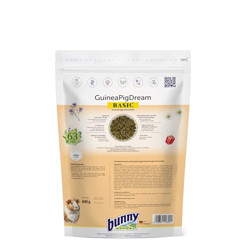 Bunny Nature MeerschweinchenTraum Basic | 600 g | Alleinfuttermittel für Meerschweinchen | Ab dem 5. Lebensmonat | Mit Pflanzen aus der Heimat der Meerschweinchen