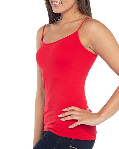 Image of Malibu Sugar Womens Camisole Tank Tops - Seamless Fitted Spaghetti Strap Cami Stretch Basic Womens Camisole for Layering XS-M