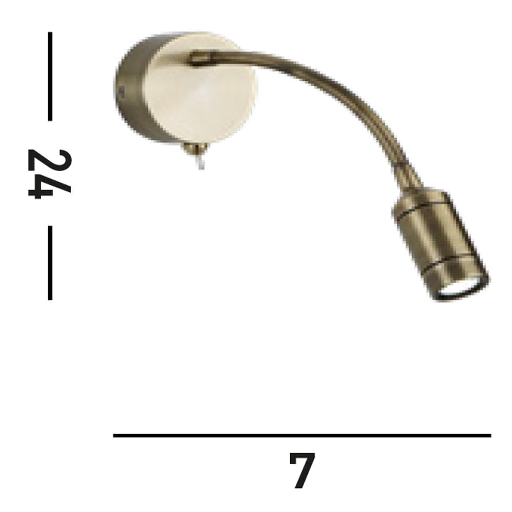 Searchlight - Lampada da lettura a parete orientabile da interno a 1 luce a LED in ottone antico