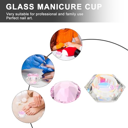 Cuenco de cristal para manicura Lotus con tapa hexagonal miniatura 3