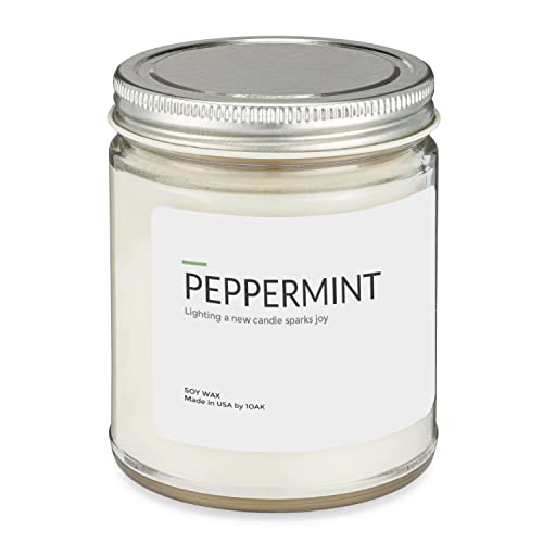 1Oak Soy Wax Scented Candles (Peppermint) - Soy Candles For Home Scented - Long Burning Candles Premium - Hand-Poured (9Oz.) #TOP1