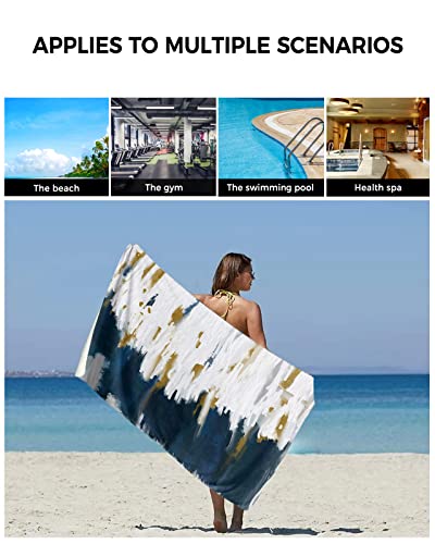 Abstract Navy Blue Towel Sets For Bathroom,Microfiber Bath Kitchen Beach Hair Hand Yoga Dish Towels And Washcloths,Geometry Modern White Painting Color Quick Dry Decorative Towels+Set Decor #TOP5