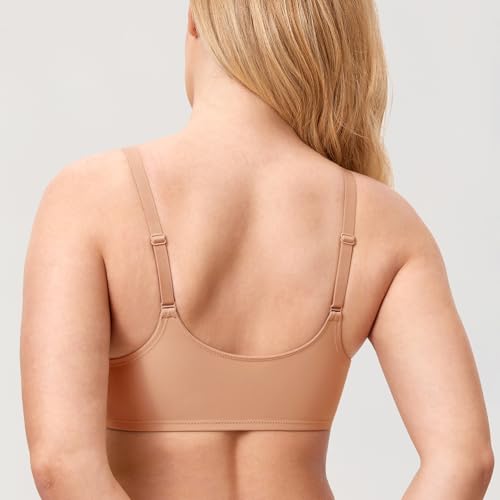 Image of DELIMIRA Women's Front Closure Bras Seamless Plus Size Plunge Underwire Unlined Comfortable Bra