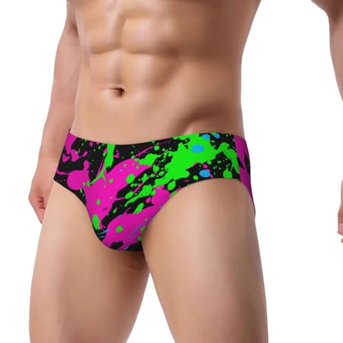 Glow in Dark Splatter Neon Men's Underwear Boxer Briefs Soft Stretch Waisted Trunks2