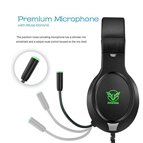 Masacegon Gaming Headset for PC,Gaming Headphone Compatible with Xboxone,PS4,Nintendo Switch,3.5mm Over-Ear Headphones with Noise Canceling Feature - Image 3